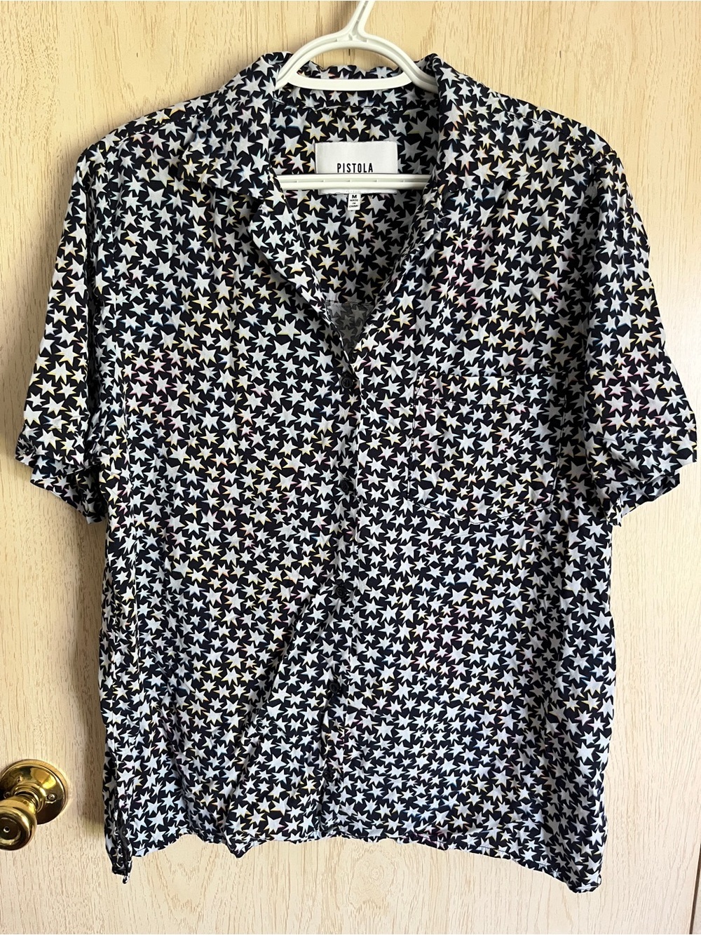 PISTOLA star Print Rayon Button Down Women’s Sz Medium